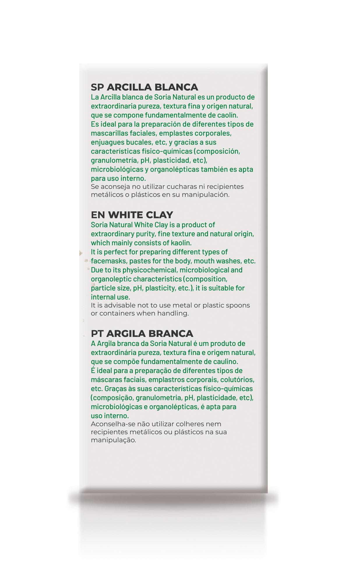 ARCILLA BLANCA USO INTERNO Y EXTERNO 250 GR SORIA NATURAL - Imagen 3