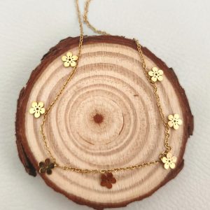 COLLAR CON CHARMS FLORES DORADO